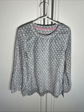 Comfort code Women's Gray Patterned Long-Sleeve Cozy Top